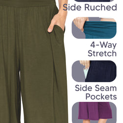 Women's Straight Leg and Flowy Gaucho Pants with Pockets | Small - 3X
