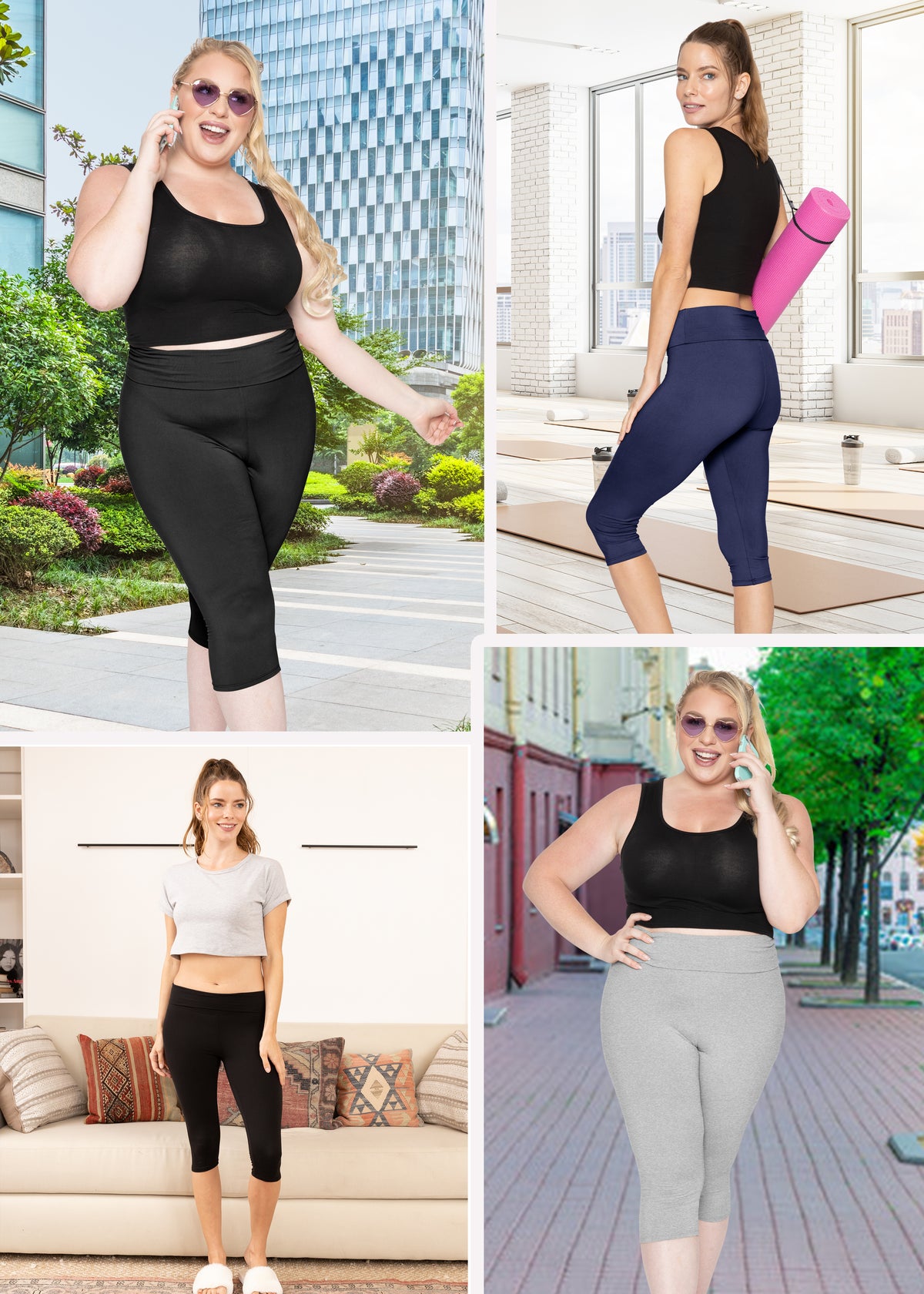 Women's and Plus Foldover Oh So Soft Knee-Length Leggings | Small to 3X