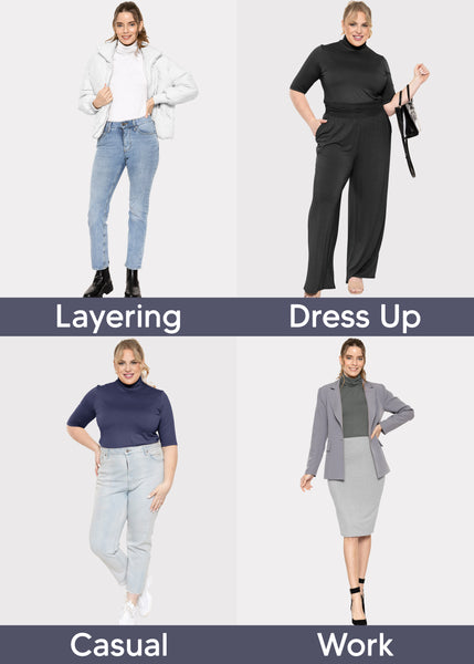 Women's Plus Size Warm Short Sleeve Turtleneck Top | Ultra Soft | X-Large to 5X