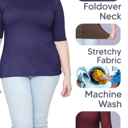 Women's Plus Size Warm Short Sleeve Turtleneck Top | Ultra Soft | X-Large to 5X