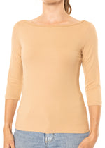 Oh So Soft ¾ Sleeve Boat Neck Top