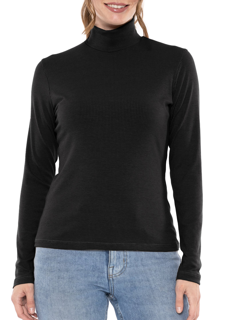 Classic Ribbed Mock Neck Long Sleeve Top | Small - 3X