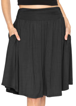 Women's and Plus Size Scoop Hem Flare Pocket Skirt