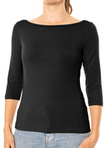 Oh So Soft ¾ Sleeve Boat Neck Top