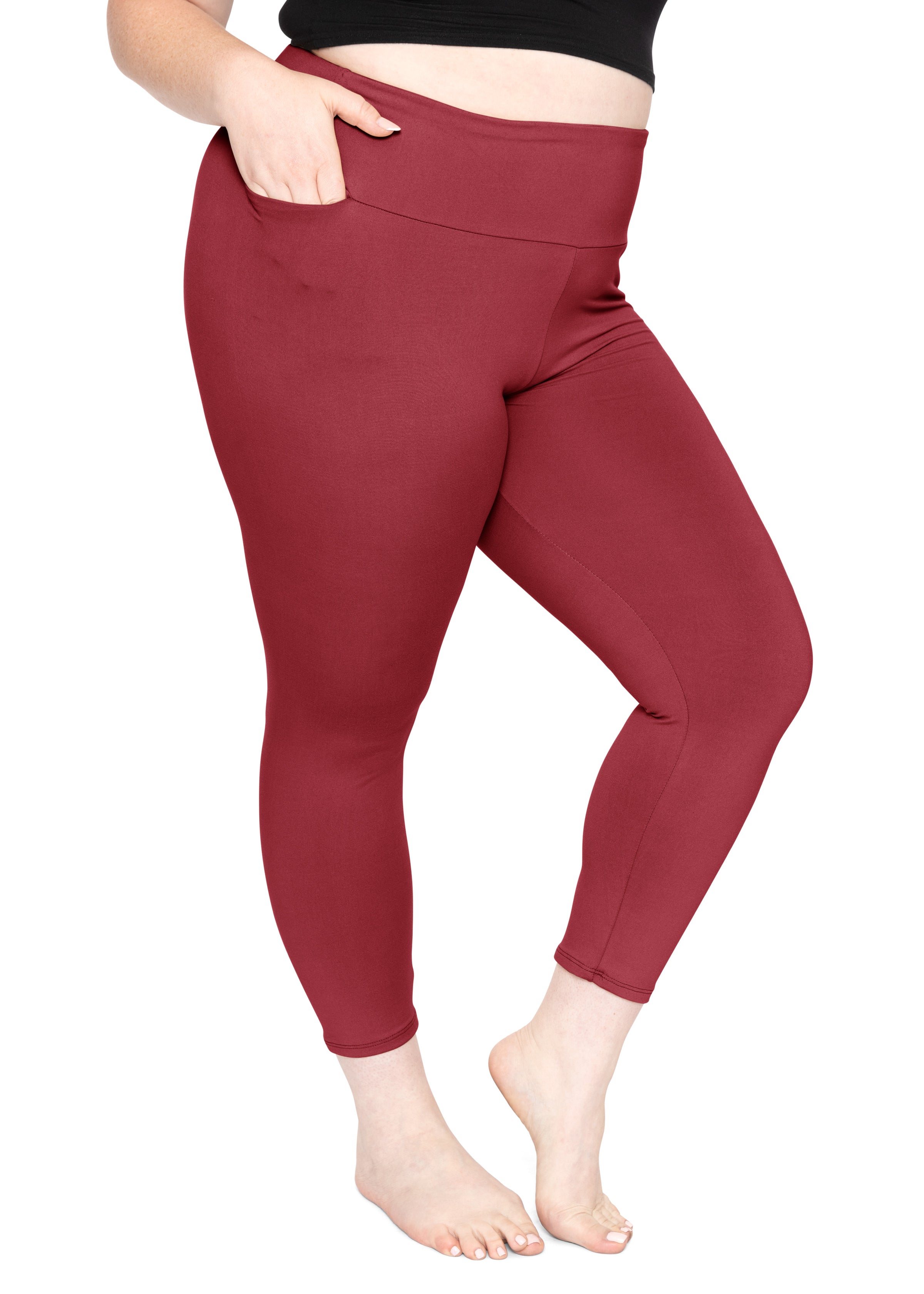 Women's Plus Size Modal Super Stretch Maroon Leggings