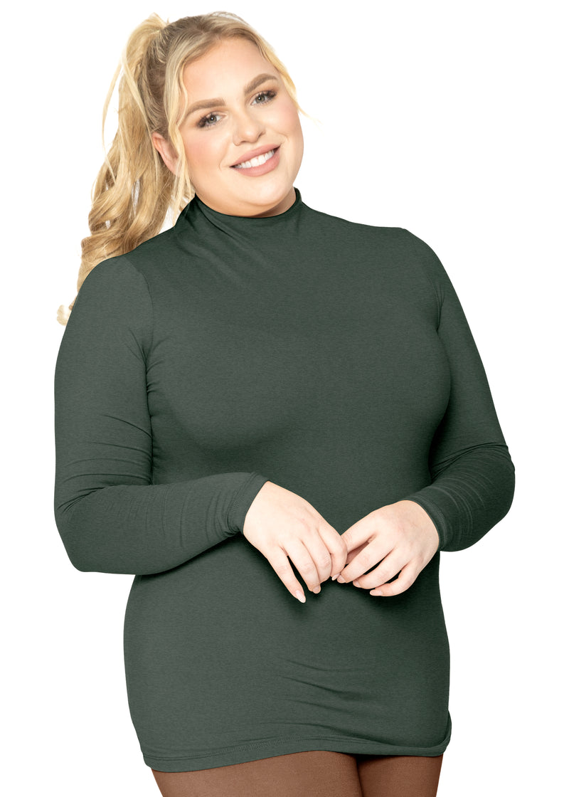 Plus Size Oh So Soft Classic Fit Long Sleeve Mock Neck Top