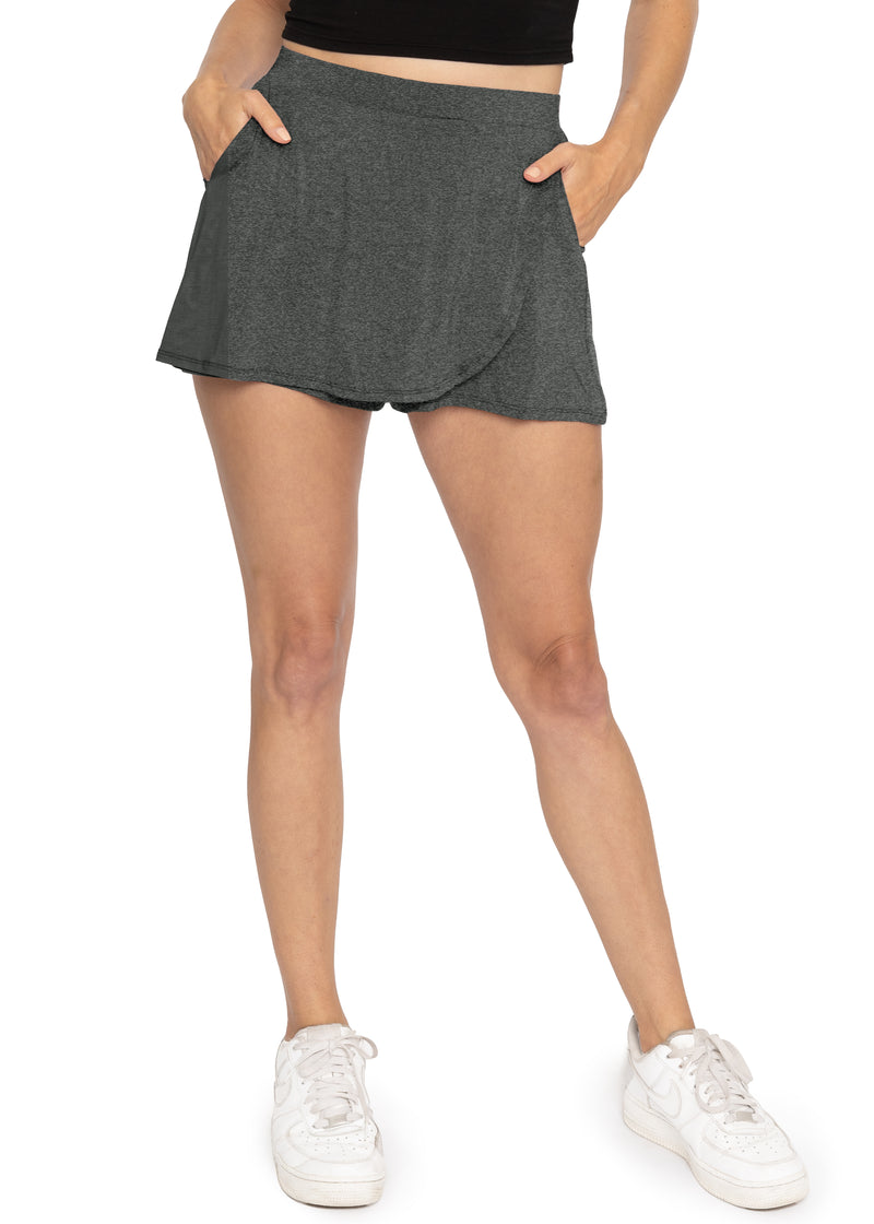 Premium Stretch Rayon Wrap Tennis Skort with Pockets