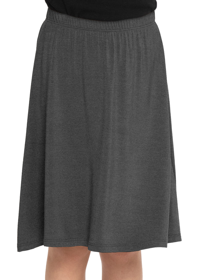 Premium Stretch Youth Girls Flowy A-Line Skirt Knee Length