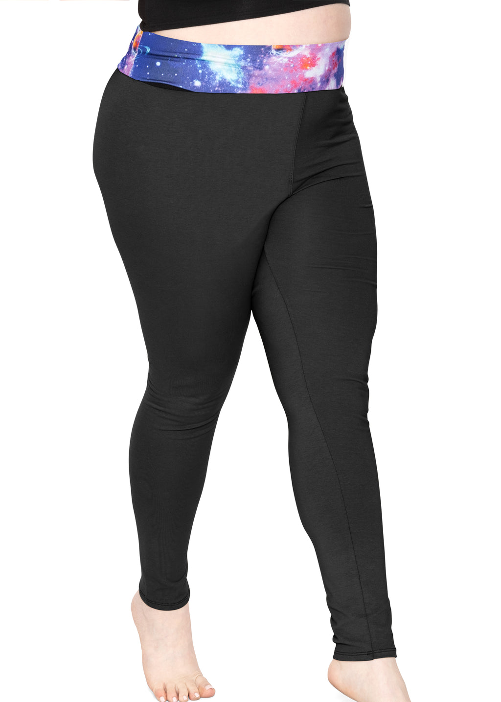 Gravity Threads Womens Cotton Plus Size Leggings - Black - 2X