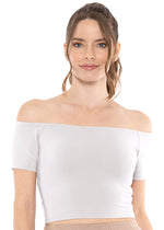Cotton Off The Shoulder Crop Top Short Sleeve Cropped Tee
