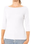 Oh So Soft ¾ Sleeve Boat Neck Top