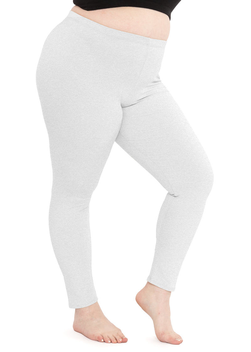 Plus Size Leggings Fits 1X-4X Nylon Spandex SWAK White or Gray