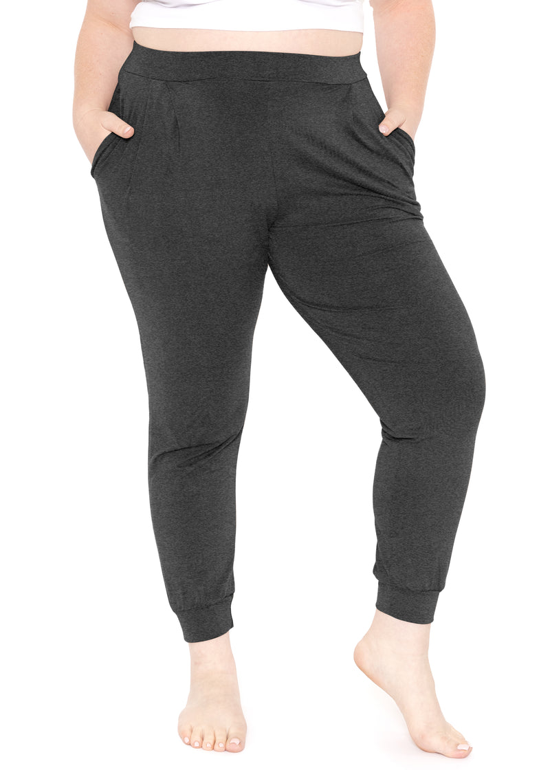 Plus Comfy Boho Cuffed Pleated Yoga Lounge Joggers Pants