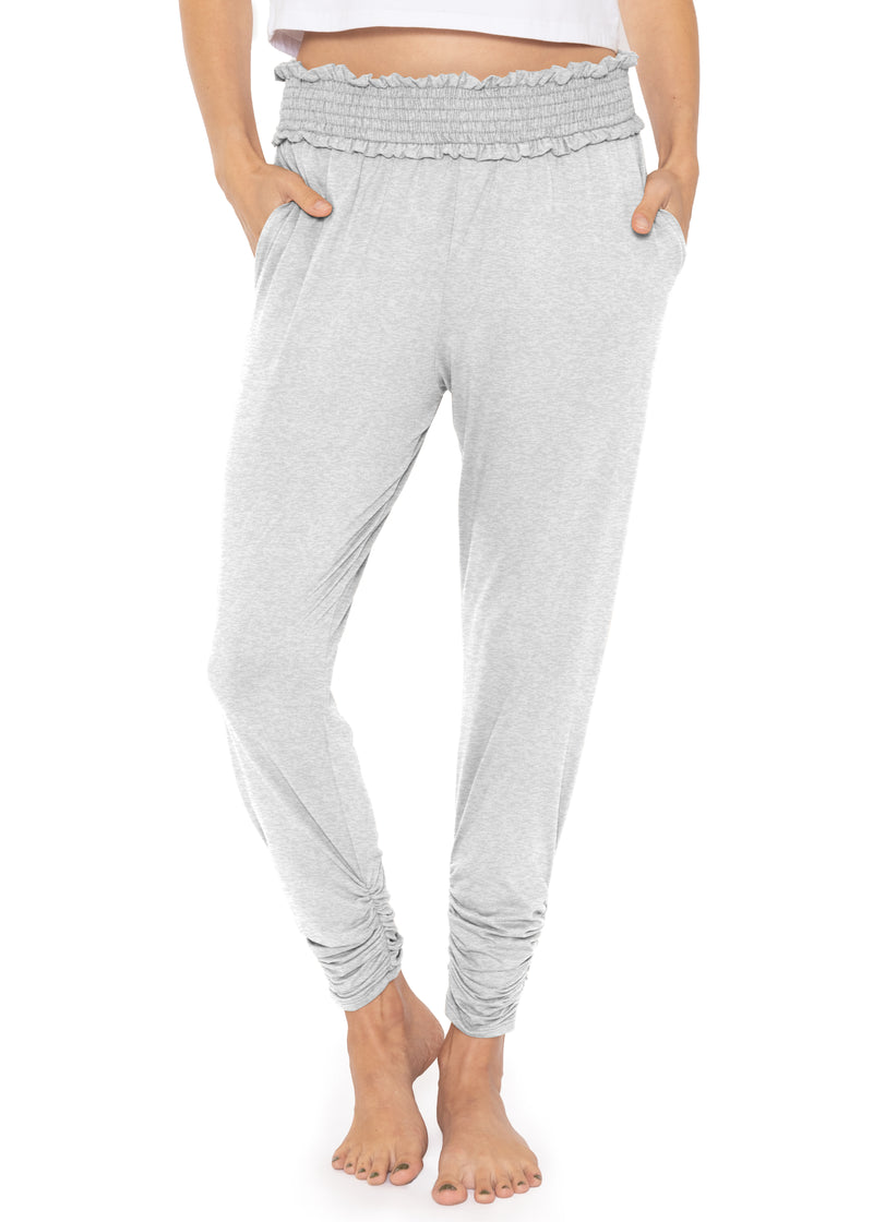 Oh So Soft Smocked Waistband Stretch Joggers with Pockets and Ruched Ankle Detail