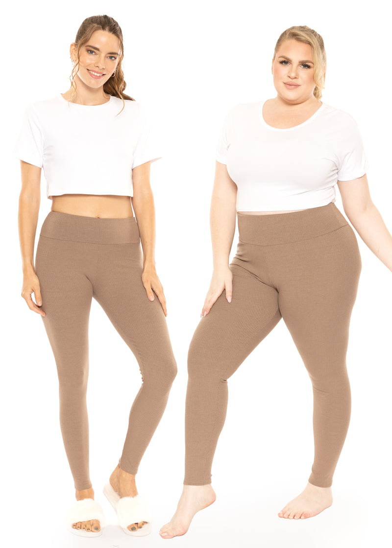 Classic Ribbed High Waist Leggings Comfy Stretch Pant