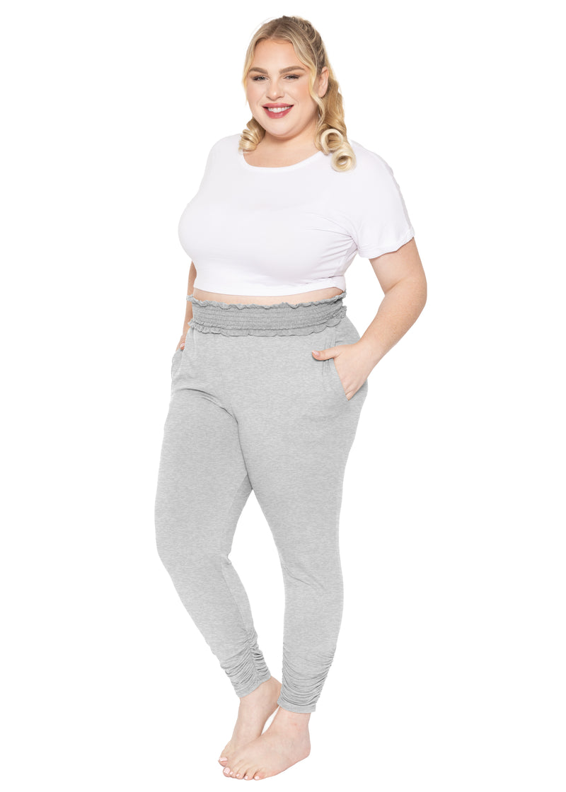 Oh So Soft Smocked Waistband Joggers with Pockets and Ruched Ankle Det –  Stretch Is Comfort