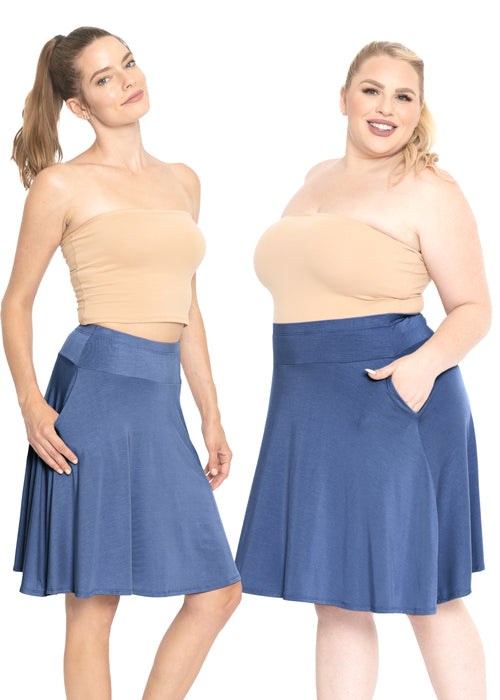 Women's Regular and Plus Size A-Line Skirt with Pockets