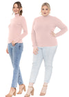 Classic Ribbed Mock Neck Long Sleeve Top | Small - 3X