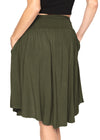 Women's and Plus Size Scoop Hem Flare Pocket Skirt