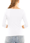 Oh So Soft ¾ Sleeve Boat Neck Top